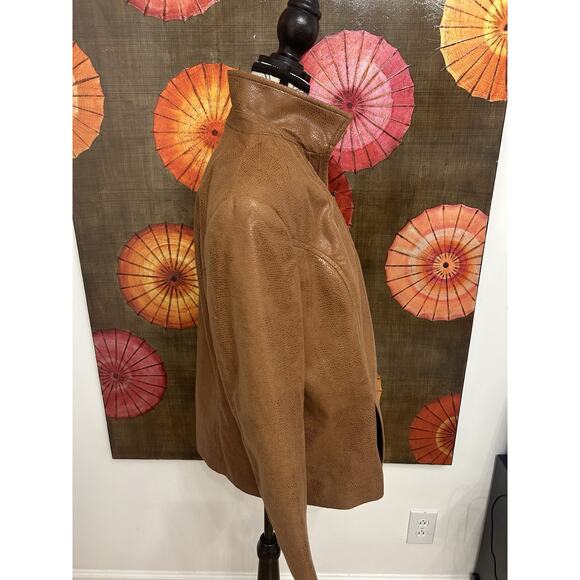 Kim Rogers Caramel Brown Full Zip Jacket Retro Utility Casual Chic Size 14 - Picture 2 of 4